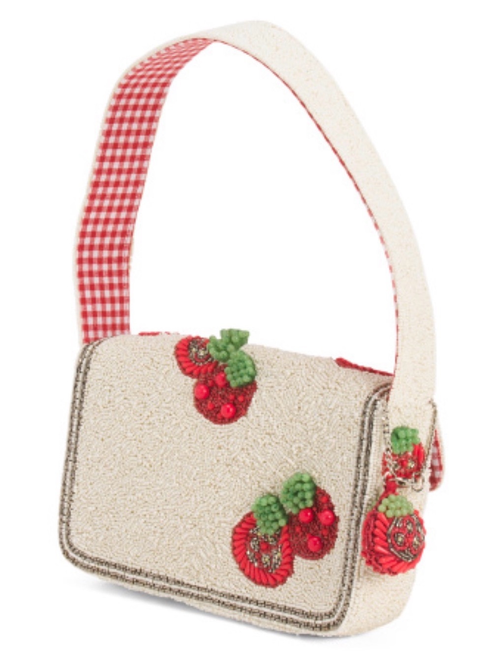 NWT Viral Tik Tok *Beaded Tomato Embellished Shoulder Bag - Red & Green - Picture 2 of 3
